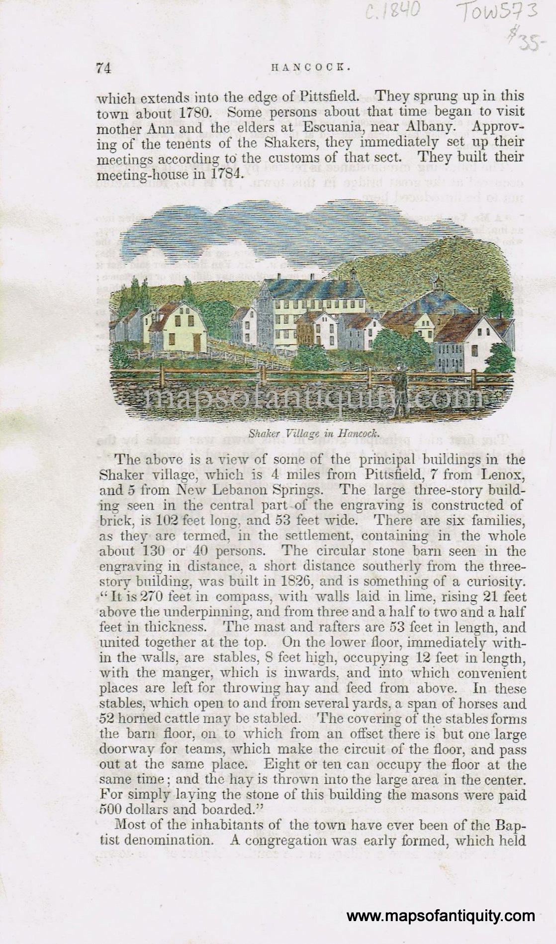 Hand-Colored-Antique-Illustration-Shaker-Village-in-Hancock-c.-1840-Barber-Hancock-1800s-19th-century-Maps-of-Antiquity