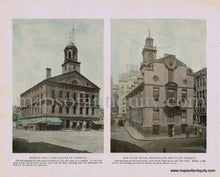 Load image into Gallery viewer, Antique-Print-Faneuil-Hall-(The-Cradle-of-Liberty)-Old-State-House-Washington-and-State-Streets;-verso:-South-Station-1904-unknown-Boston-1900s-20th-century-Maps-of-Antiquity
