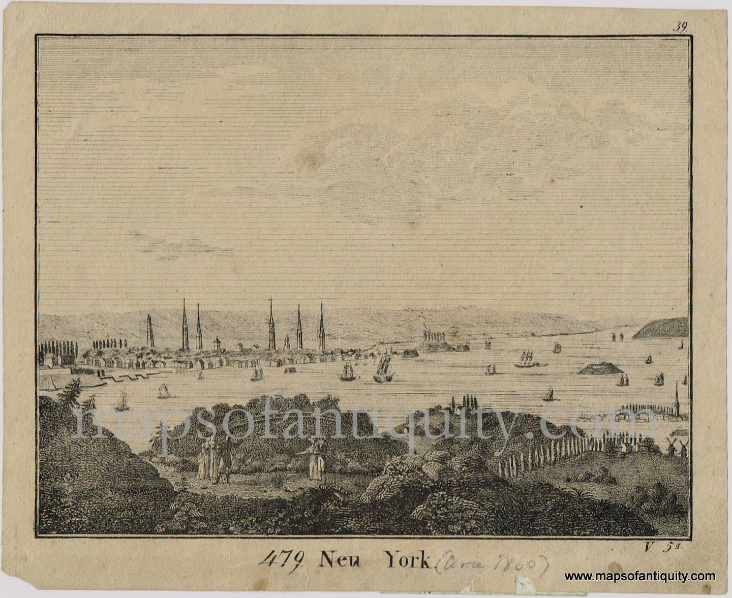 Antique-Black-and-White-Print-Neu-York-c.-1800-Unknown-New-York-New-York-City-1700s-18th-century-Maps-of-Antiquity