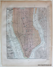 Load image into Gallery viewer, Antique-Printed-Color-Map-New-York-City-(Southern-Part)-Verso:-Brooklyn-c.-1890-People&#39;s-Publishing-Co.-New-York-City-1800s-19th-century-Maps-of-Antiquity
