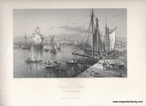 TOW663-Antique-Print-City-of-Boston-From-South-Boston-1872-Appleton-Picturesque-America