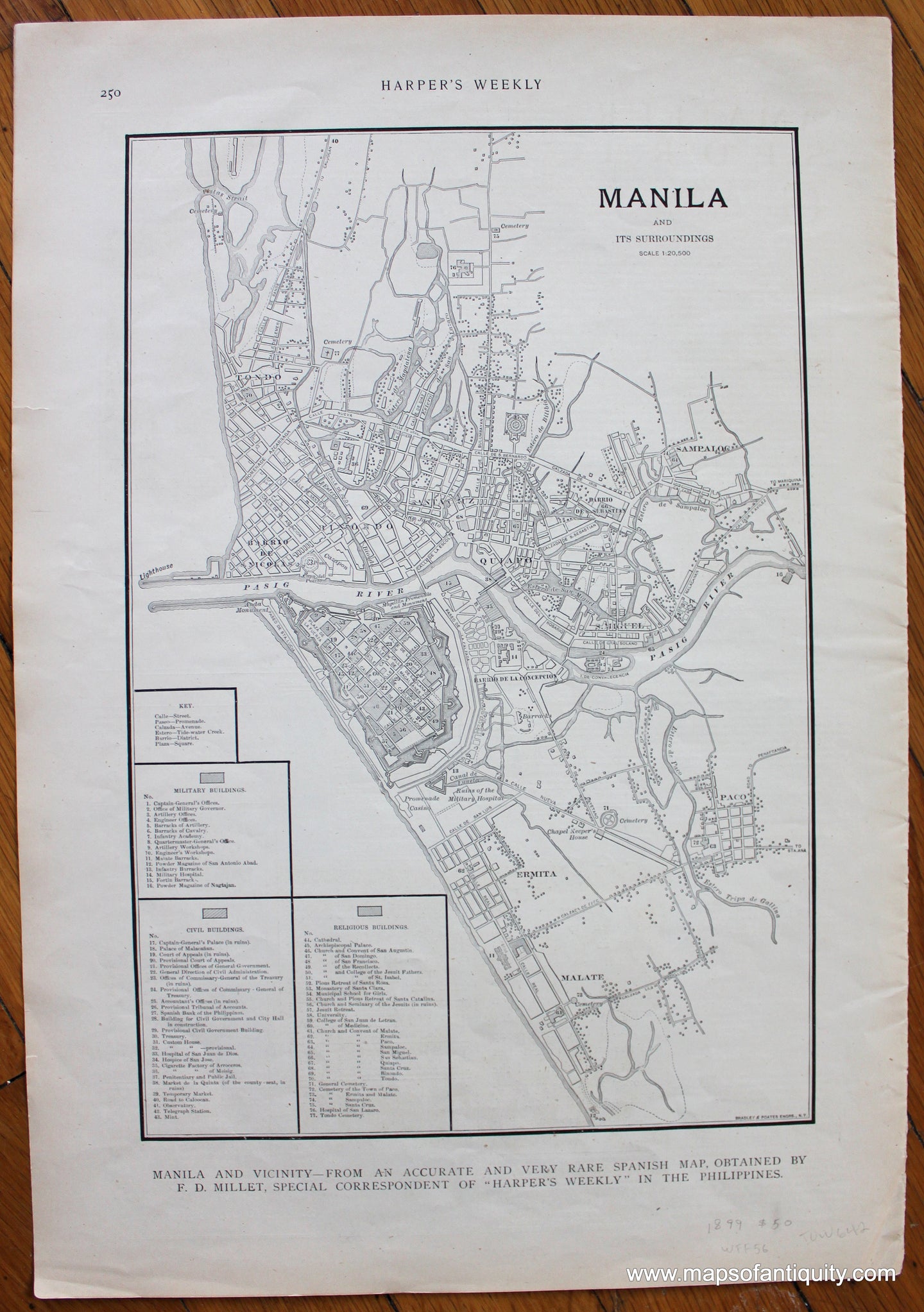 Genuine-Antique-Map-Manila-and-its-Surroundings-Asia-Philippines-1899-Harper's-Weekly-Maps-Of-Antiquity-1800s-19th-century