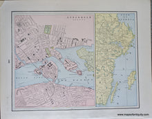 Load image into Gallery viewer, 1892 - Map of Constantinople, verso: Stockholm (Sweden) and Vicinity of Stockholm - Antique Chart

