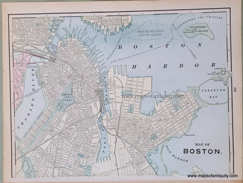 Genuine-Antique-Map-New-York-City-Brooklyn-Boston-1900-Cram-Maps-Of-Antiquity