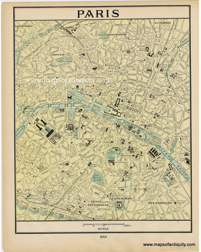 Genuine-Antique-Map-Paris-1903-Cram-Maps-Of-Antiquity