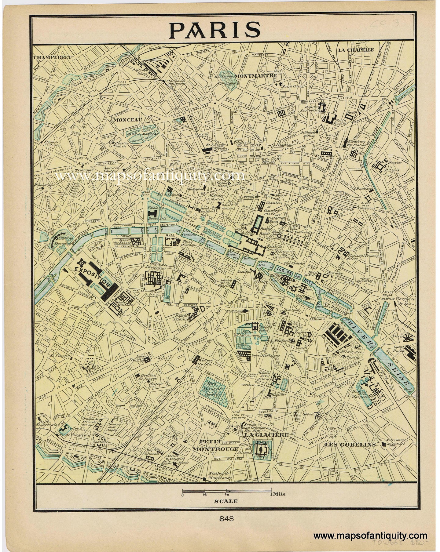 Genuine-Antique-Map-Paris-1903-Cram-Maps-Of-Antiquity