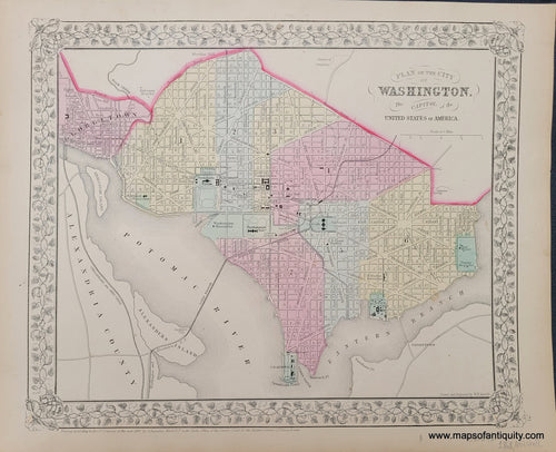 Antique-Hand-Colored-Map-Plan-of-the-City-of-Washington-The-Capitol-of-the-United-States-of-America-1868-Mitchell-Maps-Of-Antiquity