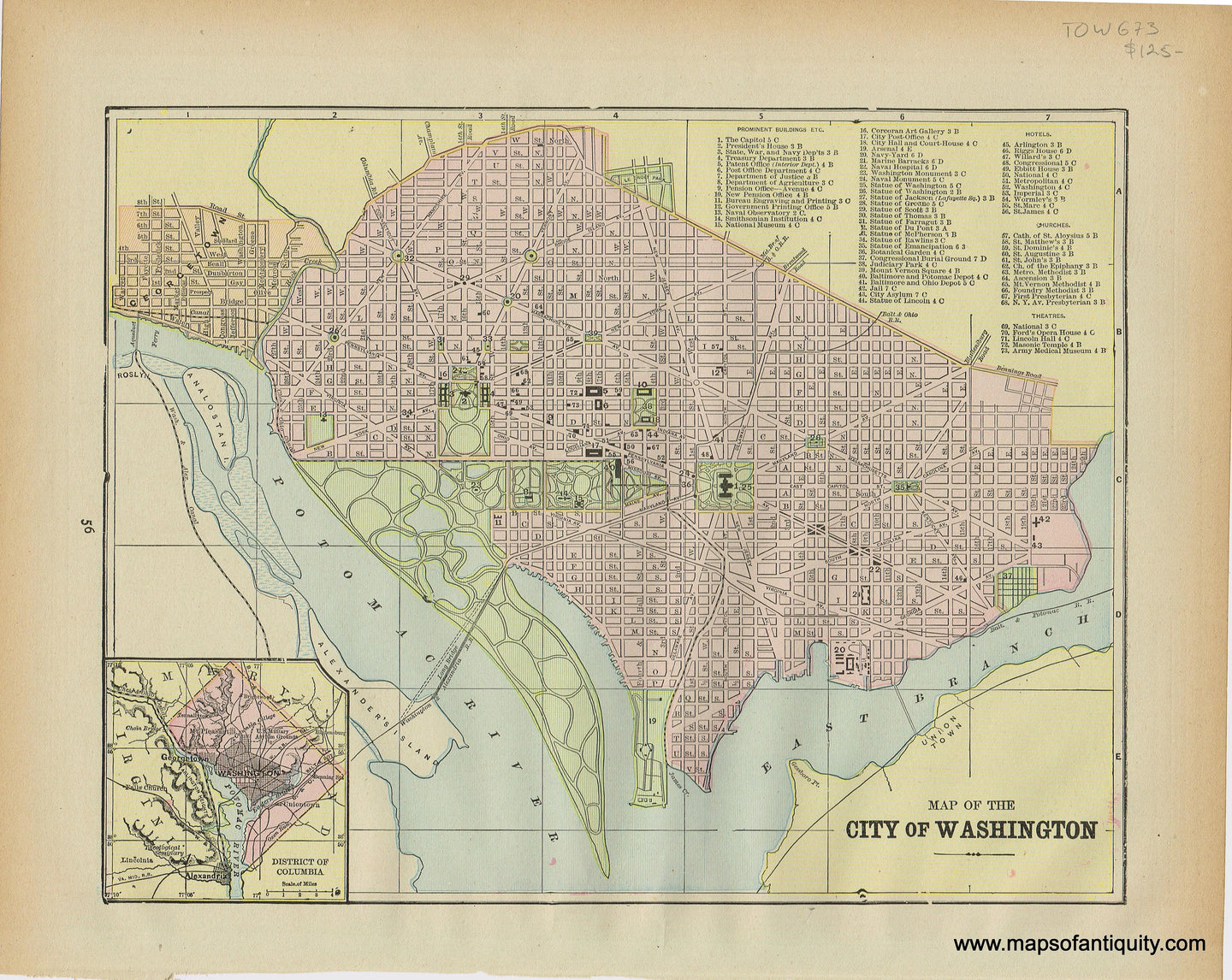 Genuine-Antique-Printed-Color-Map-Map-of-the-City-of-Washington-1893-Gaskell-Maps-Of-Antiquity
