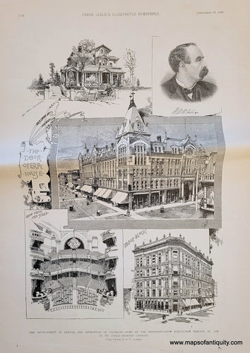 Genuine-Antique-Map-Buildings-in-Denver-Colorado-1889-Frank-Leslie's-Illustrated-Newspaper-Maps-Of-Antiquity