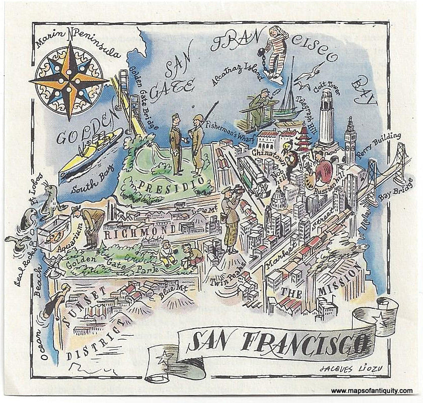 Genuine-Vintage-Map-San-Francisco-1949-Liozu-Maps-Of-Antiquity