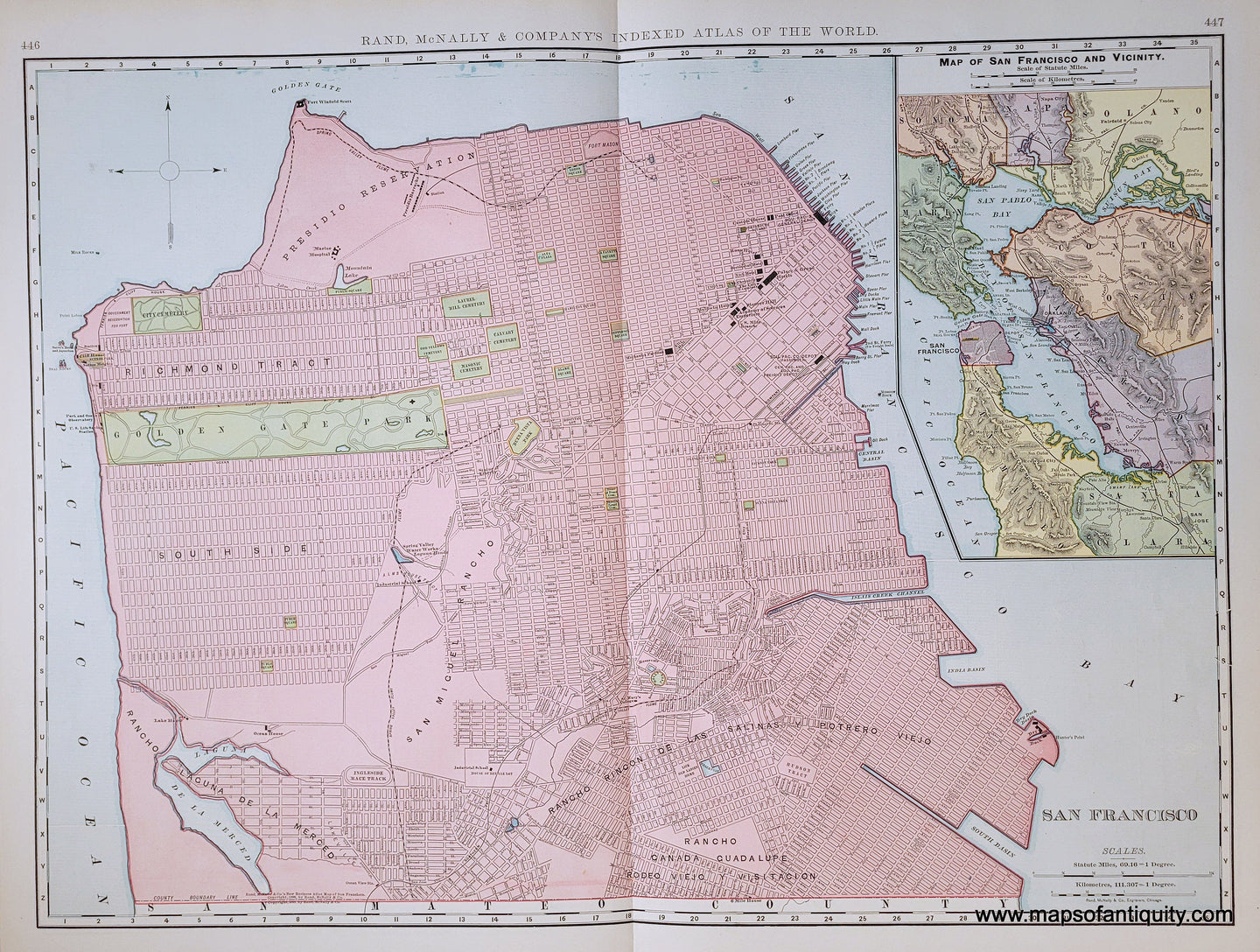 Genuine-Antique-Map-San-Francisco-San-Francisco--1898-Rand-McNally-Maps-Of-Antiquity-1800s-19th-century