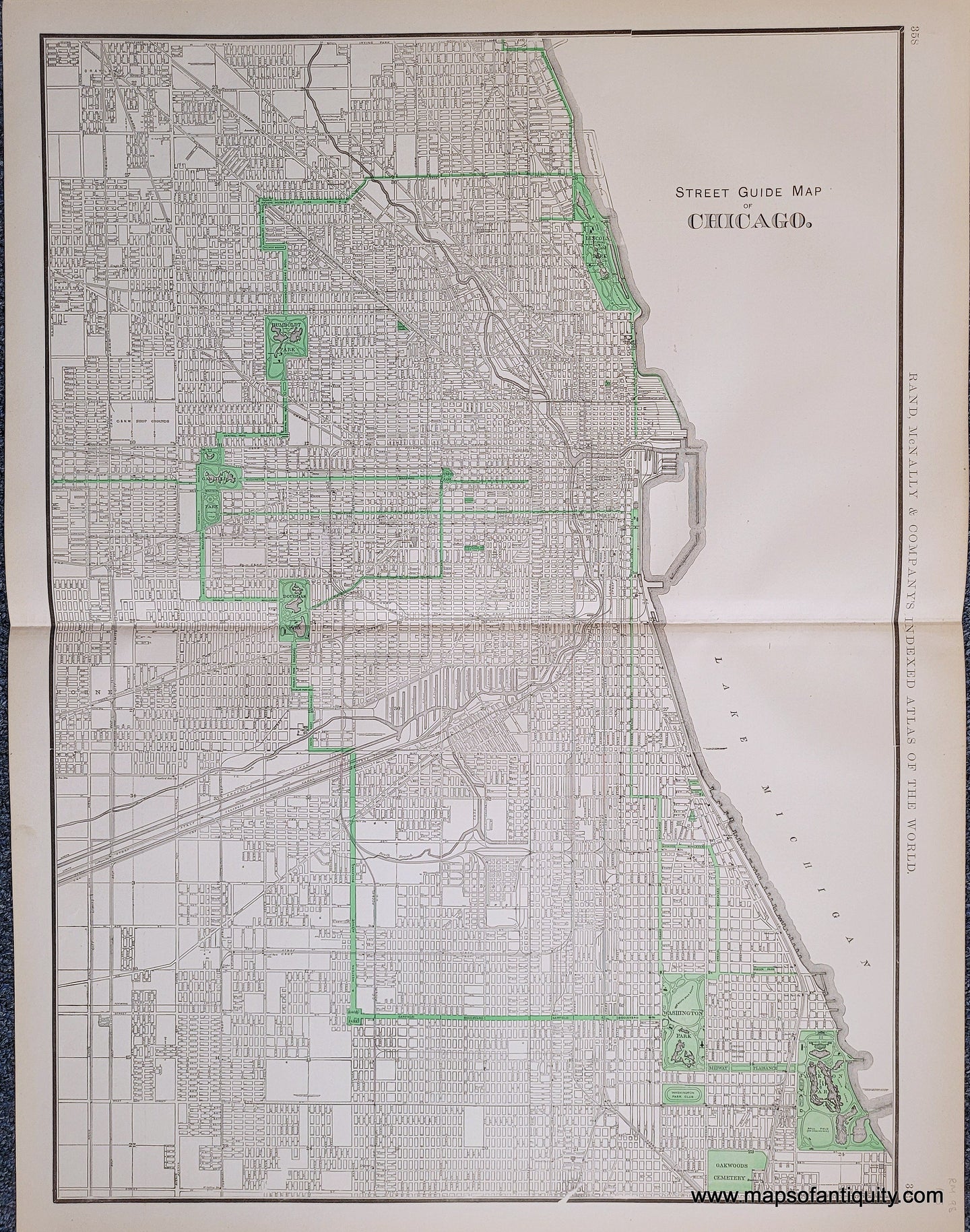 Genuine-Antique-Map-Street-Guide-Map-of-Chicago-Chicago--1898-Rand-McNally-Maps-Of-Antiquity-1800s-19th-century