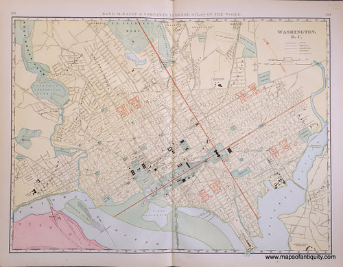 Genuine-Antique-Map-Washington-DC-Washington-DC--1898-Rand-McNally-Maps-Of-Antiquity-1800s-19th-century
