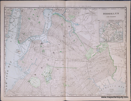 Genuine-Antique-Map-Double-sided-map-Brooklyn-verso-New-Jersey-New-York-City-&-Brooklyn--1898-Rand-McNally-Maps-Of-Antiquity-1800s-19th-century