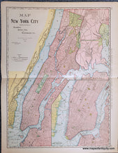 Load image into Gallery viewer, Genuine-Antique-Map-Double-sided-map-Map-of-New-York-City-showing-portions-of-Brooklyn-Jersey-City-and-Westchester-County-NY-verso-Buffalo-New-York-City-&amp;-Brooklyn--1898-Rand-McNally-Maps-Of-Antiquity-1800s-19th-century
