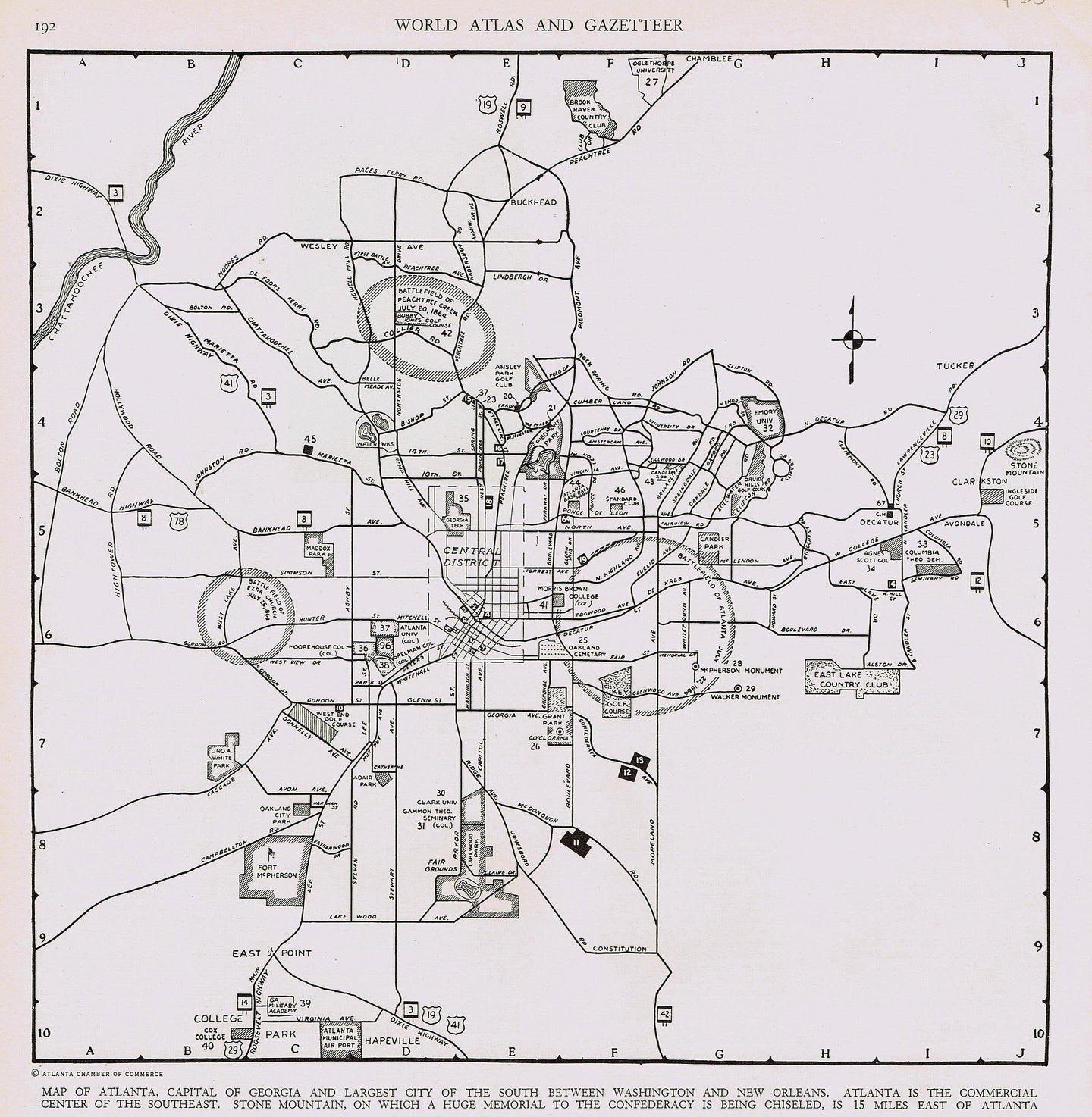 Genuine-Antique-Map-Map-of-Atlanta-Georgia--1940-Rand-McNally-Maps-Of-Antiquity