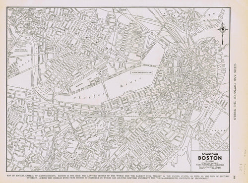 Genuine-Antique-Map-Downtown-Boston-Massachusetts--1940-Rand-McNally-Maps-Of-Antiquity