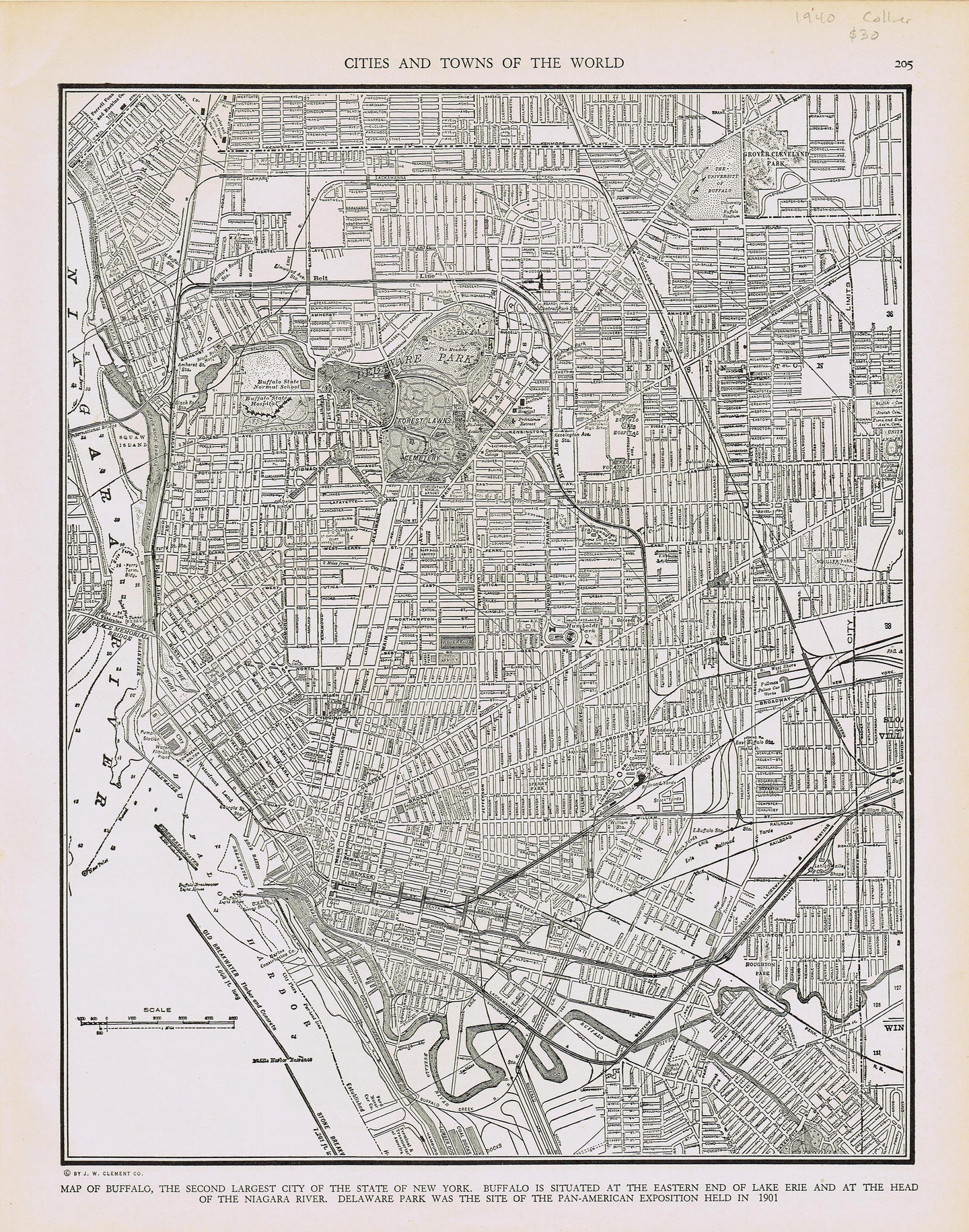 Genuine-Antique-Map-Map-of-Buffalo-New-York--1940-Rand-McNally-Maps-Of-Antiquity