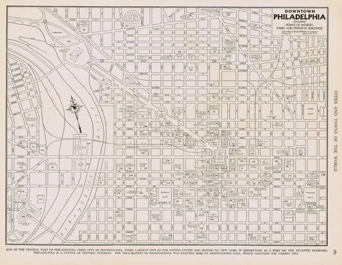 Genuine-Antique-Map-Downtown-Philadelphia-Pennsylvania--1940-Rand-McNally-Maps-Of-Antiquity