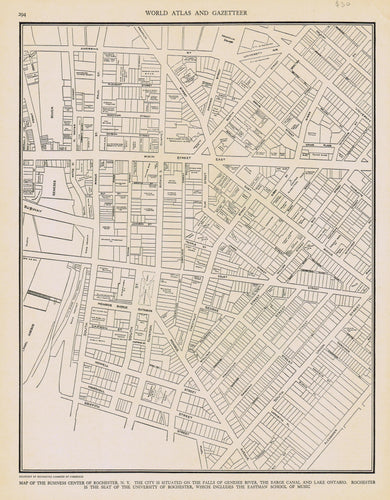 Genuine-Antique-Map-Rochester-Business-Center-New-York--1940-Rand-McNally-Maps-Of-Antiquity