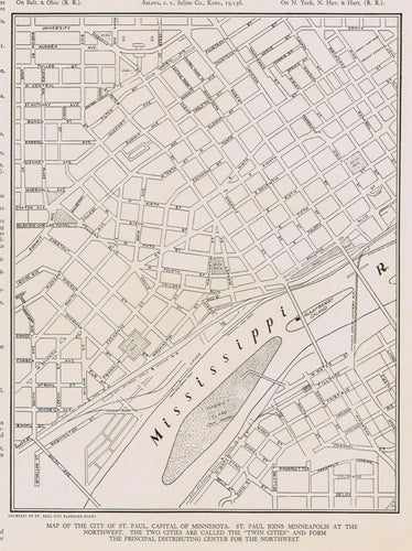 Genuine-Antique-Map-Map-of-St-Paul-Minnesota--1940-Rand-McNally-Maps-Of-Antiquity