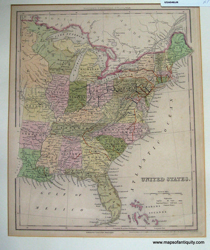 Antique-Hand-Colored-Map-United-States.-United-States-United-States-General---1844-Henry-Schenck-Tanner-/-Carey&-Hart-Maps-Of-Antiquity