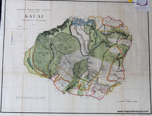 Printed-Antique-Map-Hawaii-Territory-Survey-Kauai-Hawaiian-Islands-1903.**********-United-States-West-1903-U.S.-State-Survey-Maps-Of-Antiquity