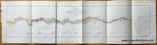 Antique-Geologic-Map-U.S.-Pacific-Rail-Road-Explorations-and-Surveys-War-Department--Geological-Map-of-the-Route-explored-by-Lieut.-A.-W.-Whipple-from-the-Mississippi-River-to-the-Pacific-Ocean-1853-1854.**********-United-States-West-1853-William-P.-Blake-Maps-Of-Antiquity