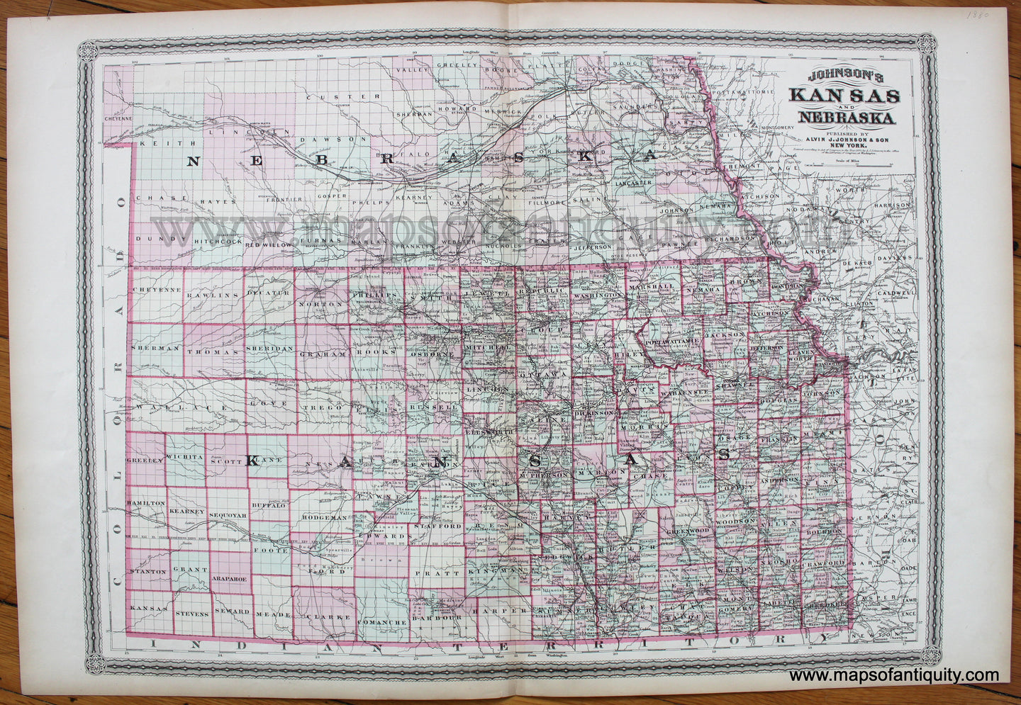 Antique-Map-Kansas-and-Nebraska