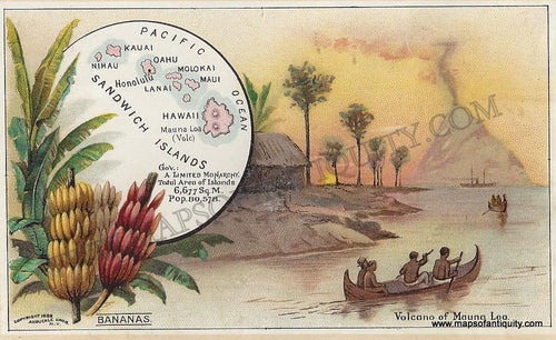 Antique-Chromolithograph-Map-Hawaii-Sandwich-Islands-1890-Arbuckle-1800s-19th-century-Maps-of-Antiquity