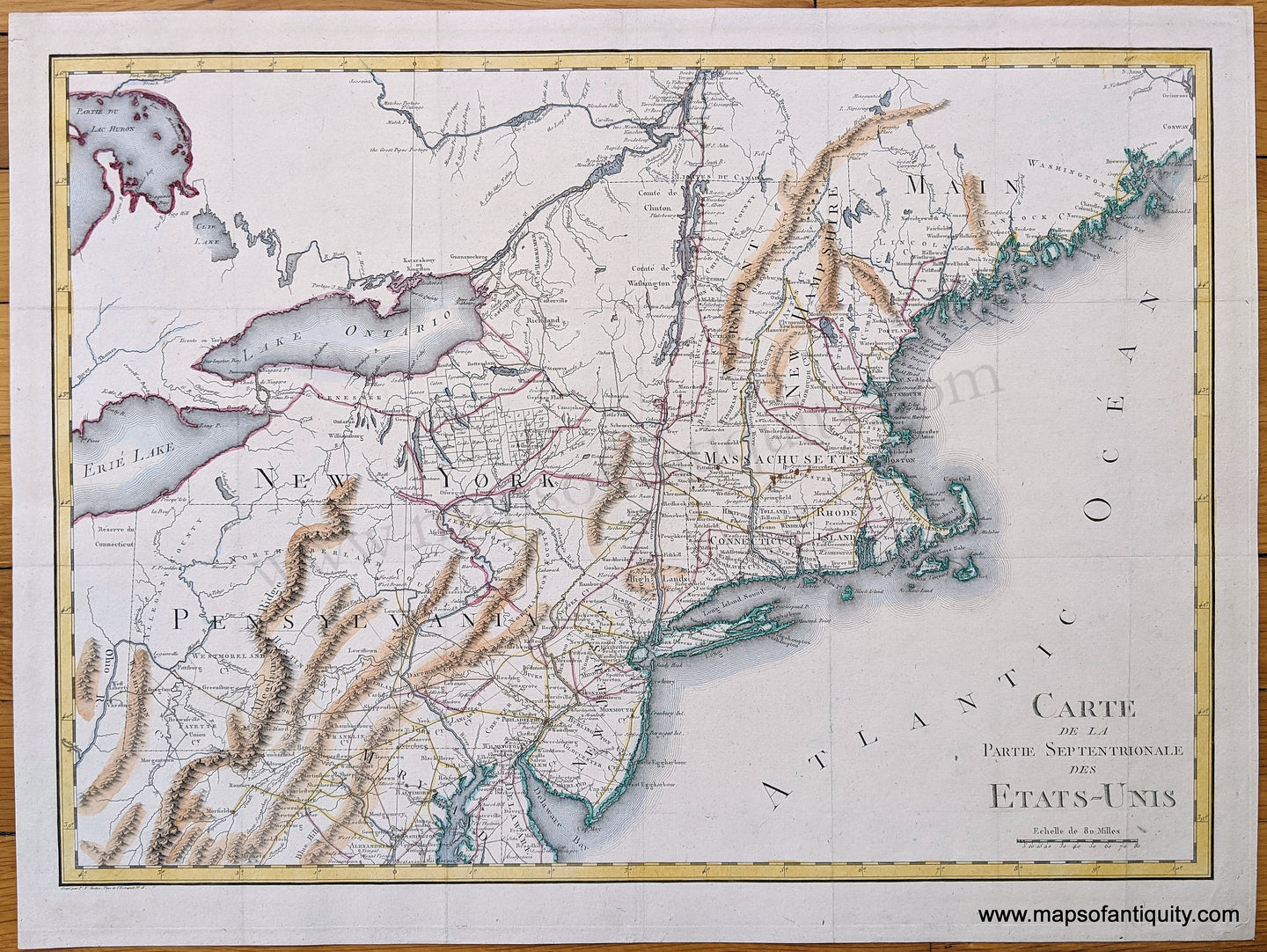 1801 - Carte de la Partie Septentrionale des Etats Unis - Antique Map