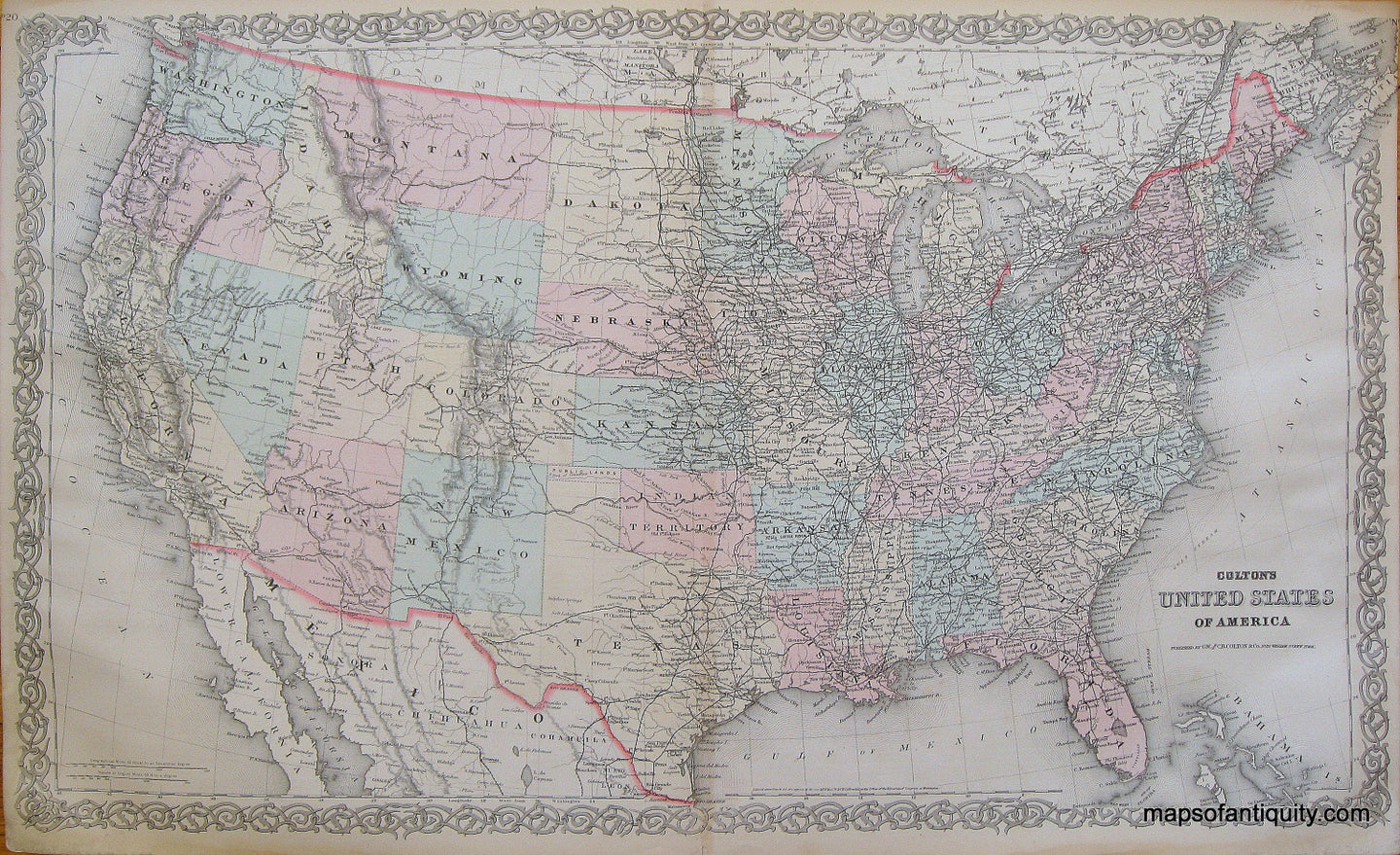 Antique-Hand-Colored-Map-Colton's-United-States-of-America-******-United-States-General--1887-Colton-Maps-Of-Antiquity