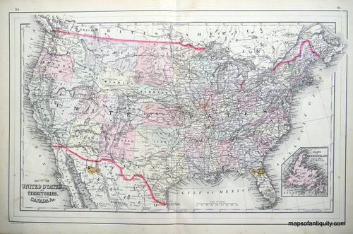 Antique-Hand-Colored-Map-Map-of-the-United-States-and-Territories.-United-States--c.-1890-Bradley-Maps-Of-Antiquity