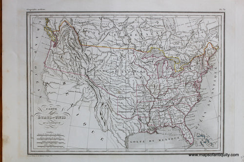 Antique-Hand-Colored-Map-Carte-des-Etats-Unis-D'Amerique-United-States-United-States-General-1846-M.-Malte-Brun-Maps-Of-Antiquity