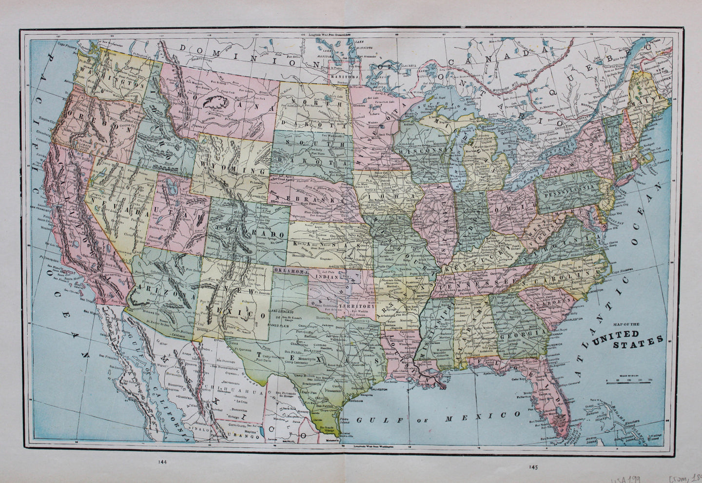 Antique-Printed-Color-Map-Map-of-The-United-States-verso:-Manitoba-and-Map-Showing-The-Acquisition-of-Territory-and-Its-Distribution-Among-Political-Divisions-1776-1886-United-States-United-States-General-1894-Cram-Maps-Of-Antiquity