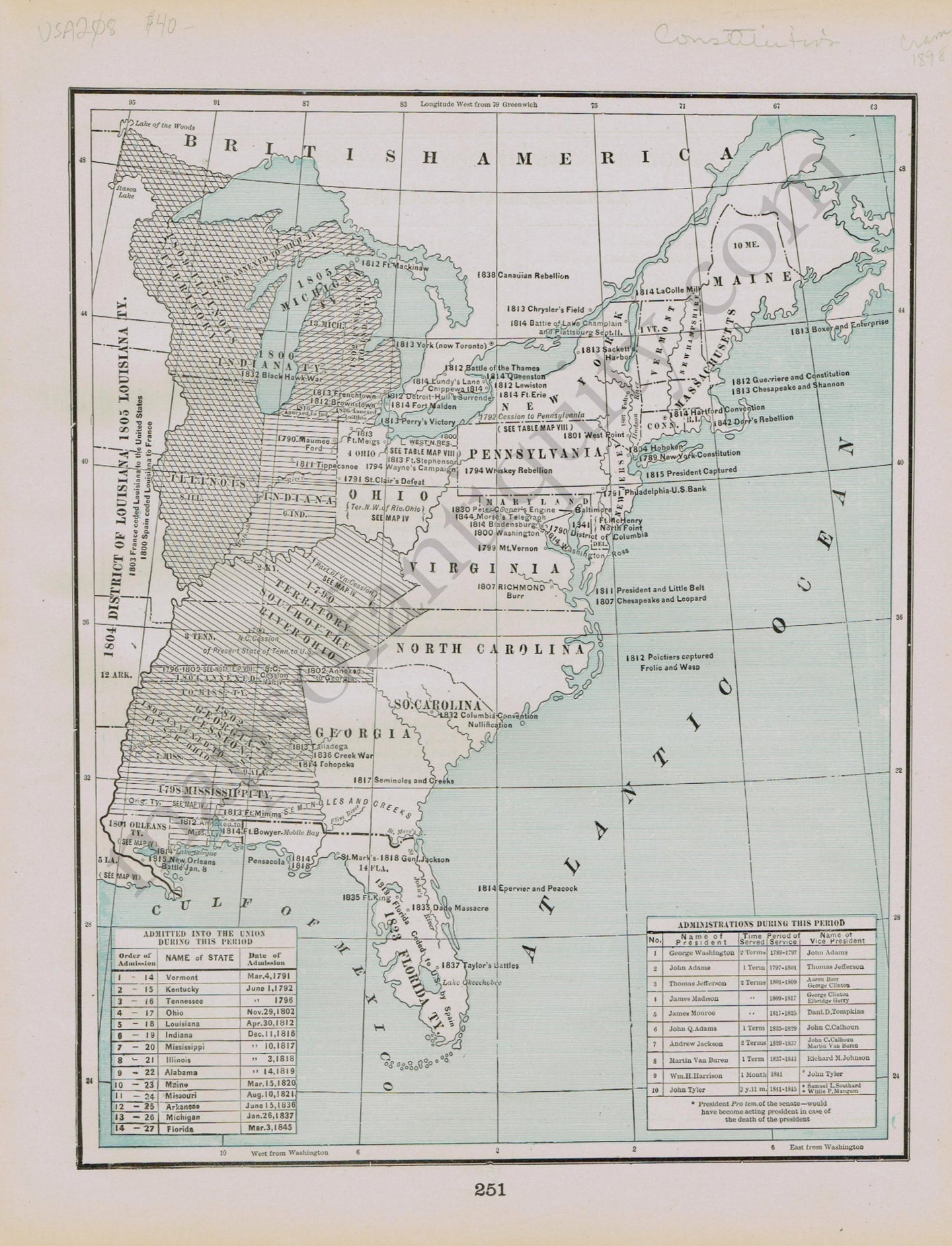 Antique-Map-United-States-Constitution-Historic-US-Cram-1894