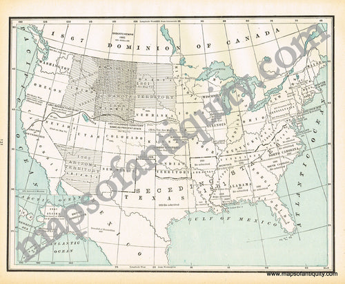 Antique-Printed-Color-Map-Peace-in-the-U.S.-United-States--1894-Cram-Maps-Of-Antiquity