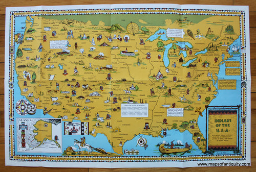 Antique-Printed-Color-Pictorial-Map-Indians-of-the-U.S.A.-United-States-United-States-General-1944/1954-Louise-Jefferson-Maps-Of-Antiquity