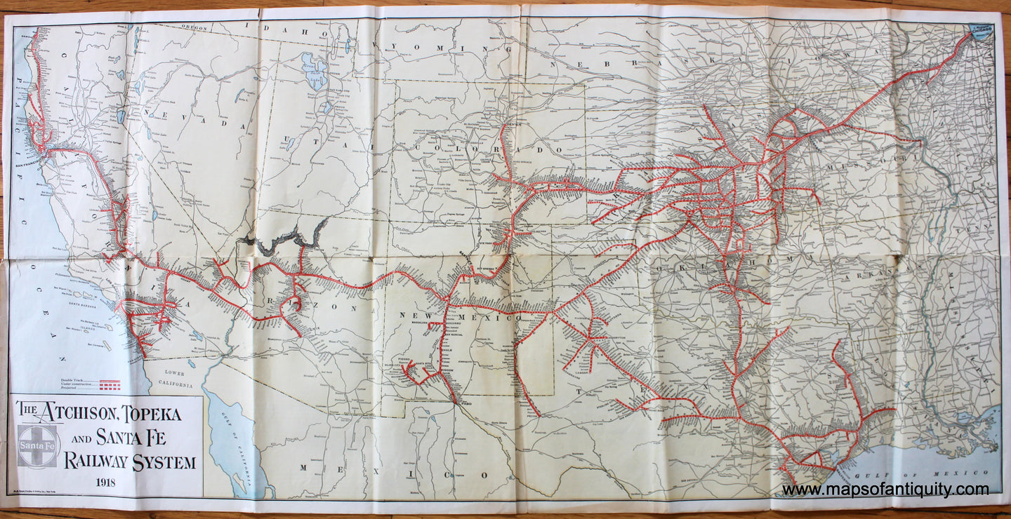 Antique-Map-The-Atchison-Topeka-and-Santa-Fe-Railway-System-The-M.B.-Brown-Printing-and-Binding-Company-1918-Maps-Of-Antiquity