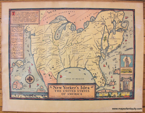 Antique-Printed-Color-Map-A-New-Yorker's-Idea-of-the-United-States-of-America-1939-Daniel-Wallingford-1930s-1900s-20th-century-Maps-of-Antiquity