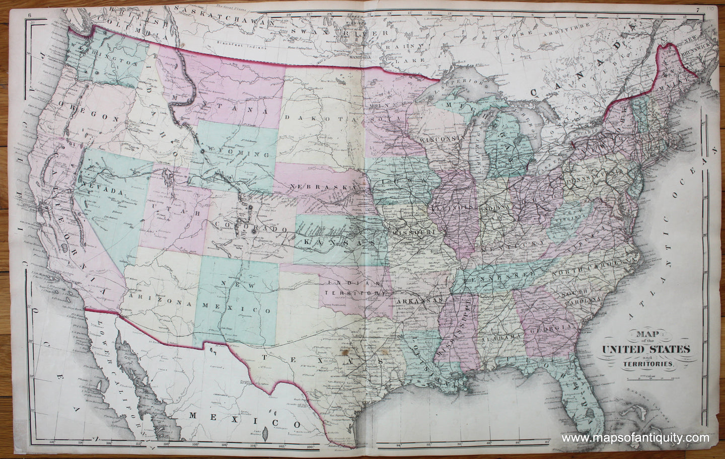 Antique-Hand-Colored-Map-Map-of-United-States-and-Territories-1876-Comstock-&-Cline-United-States-General-1800s-19th-century-Maps-of-Antiquity