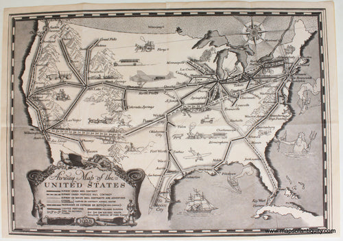 Antique-Pictorial-Map-Airway-Map-of-the-United-States-1928-Ford-Motor-Company-1800s-19th-century-Maps-of-Antiquity