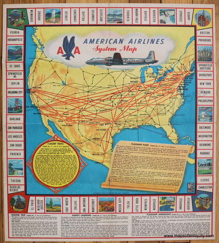 Antique-Printed-Color-Pictorial-Map-American-Airlines-System-Map-c.-1950-American-Airlines-1900s-20th-century-Maps-of-Antiquity-Milton-Bradley-Cheerios