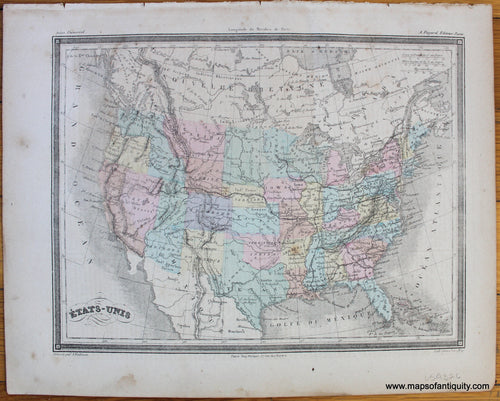 Antique-Printed-Color-Map-United-States-Etats-Unis---United-States-1877-Fayard--1800s-19th-century-Maps-of-Antiquity