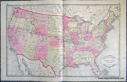 Antique-Map-Double-sided-sheet-with-multiple-maps:-Centerfold---Tunison's-United-States;-versos:-New-Standard-Time-and-State-Seals-/-US-Government-Buildings-Washington-DC-United-States--1888-Tunison-Maps-Of-Antiquity-1800s-19th-century