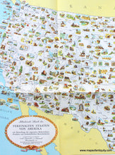 Load image into Gallery viewer, 1950 - Illustrierte Karte der Vereinigten Staaten von Amerika - A Pictorial Map of the United States of America Showing Principal Regional Resources, Products, and Natural Features - Antique Map

