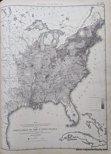 Genuine-Antique-Map-The-Progress-of-the-Nation---1850-United-States--1874-Walker-/-Bien-Maps-Of-Antiquity-1800s-19th-century