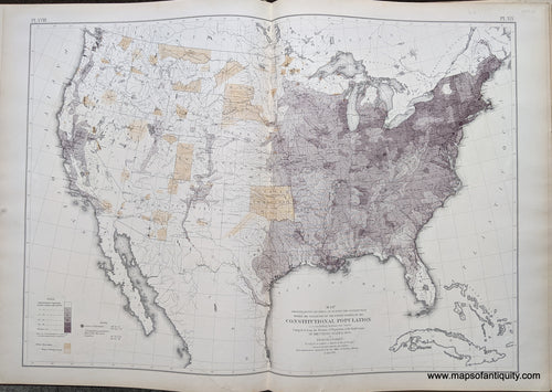 Genuine-Antique-Map-The-Progress-of-the-Nation---1870-United-States--1874-Walker-/-Bien-Maps-Of-Antiquity-1800s-19th-century