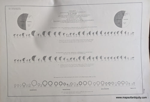 Genuine-Antique-Map-Chart-Showing-the-Aggregate-Number-of-Blind-and-the-Proportion-of-Males-and-Females-White-Colored-Native-or-ForeignÃ¢â‚¬Â¦-Prepared-for-the-Statistical-Atlas-of-the-United-States-by-Fred-H.-Weiss-Sec'y.-Illinois-State-Board-of-Charities.-United-States--1874-Walker-/-Bien-Maps-Of-Antiquity-1800s-19th-century