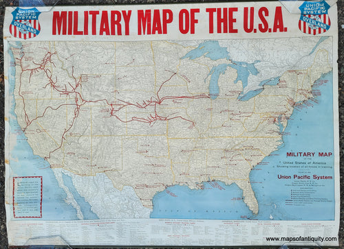 Genuine-Antique-Map-Military-Map-of-the-United-States-of-America-Showing-location-of-all-forces-in-training--1917-Poole-Brothers---Union-Pacific-System-Maps-Of-Antiquity